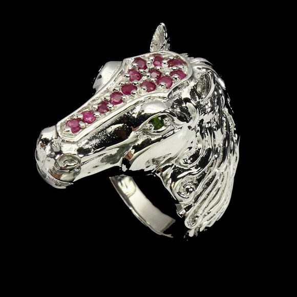The Girl With Kaleidoscope Eyes Other - Artisan Sterling Silver & Ruby Horse Ring